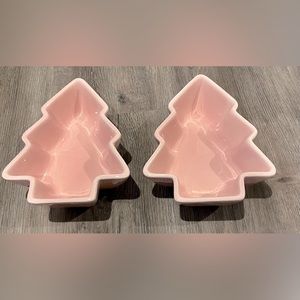 Pretty in Pink Christmas Tree Dishes- Set of 2